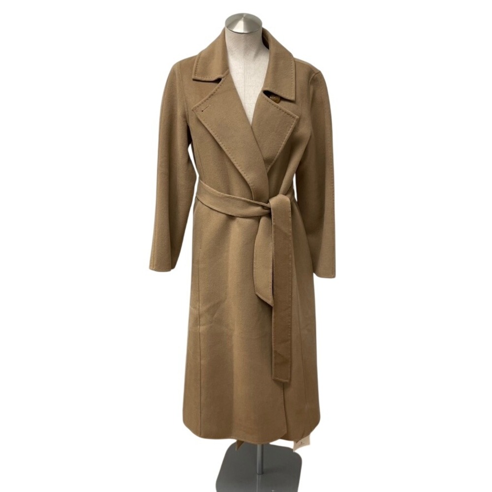 NAP Wrap Coat Womens XL Camel Tan 100% Merino Wool Long Belted 21R14CT409